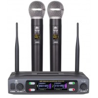 Microfone Sem Fio Duplo Profissional com Receptor UHF Dinamico