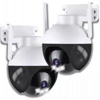 Kit 2 Camera Seguran&ccedil;a 4MPx Wifi PTZ Visao Noturna Branca
