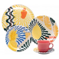 Jogo de Jantar Oxford 20 Pe&ccedil;as Ceramica Amarelo Estampado