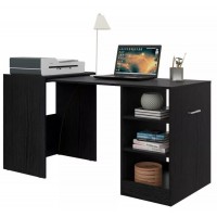 Mesa Escrivaninha MDP Dobravel Ibiza 3 Prateleiras Preta