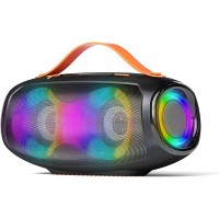 Caixa de Som Portatil RGB 20W Bluetooth SD 2400mAh Preta