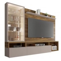 Painel Home Suspenso TV ate 70 Polegadas 3 Gavetas 2 Portas Vidro