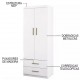Guarda Roupa Modulado Infantil 2 Portas com 2 Cama Solteiro