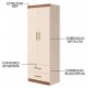Guarda Roupa Modulado Infantil 2 Portas com 2 Cama Solteiro