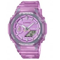 Relogio Feminino Digital Analogico 46mm Casio 31 Fusos Horarios Transparente