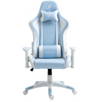 Cadeira Gamer Reclinavel Superframe Giratoria Apoio Bra&ccedil;os Lombar Azul e Branco