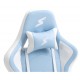 Cadeira Gamer Reclinavel Superframe Giratoria Apoio Braços Lombar Azul e Branco