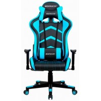 Cadeira Gamer Reclinavel MaxRacer Giratoria Apoio Bra&ccedil;os Lombar Azul e Preto
