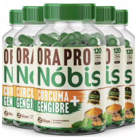 Kit 5 Ora Pro nobis 600 capsulas Curcuma e Gengibre 630mg
