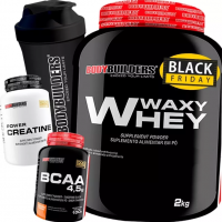 Kit Whey Protein 2Kg BCAA Creatina e Coqueteleira 600ml
