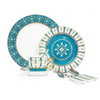 Jogo de Cha e Jantar Ceramica 8 Pe&ccedil;as Thompson Estampado