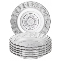 Jogo de Pratos Fundo Egipcio 6 Pe&ccedil;as Vidro Transparente