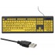 TECLADO USB COM FIO LETRAS GRANDES VISAO ALTA 104 TECLAS - AMARELO