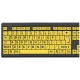 TECLADO USB COM FIO LETRAS GRANDES VISAO ALTA 104 TECLAS - AMARELO