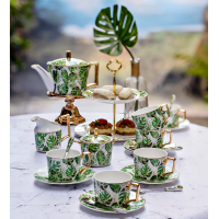 Jogo de Cha Porcelana Alto Brilho 9 Pc Thompson Green Luxx