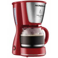 Cafeteira Eletrica 550W Mondial 18 Cafes Filtro Removivel Vermelho Inox