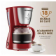 Cafeteira Eletrica 550W Mondial 18 Cafes Filtro Removivel Vermelho Inox