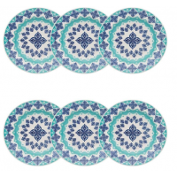 JOGO DE PRATOS BIONA C/ 06 PCS 21CM  CERAMICA DONNA LOLA  - AZUL E VERDE