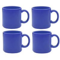 Kit 4 Canecas 100ml Ellegance Blue Ceramica Alto Brilho