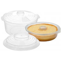 Kit 3 Pe&ccedil;as Acessorios Micro Ondas Tampa Panela e Forma