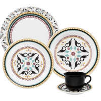 Jogo de Jantar 20 P&ccedil; Oxford Ceramica Estampado Alto Brilho