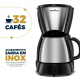 Cafeteira Eletrica Britania 800W Faz 32 Xicaras Jarra Inox 