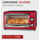 Forno Eletrico 10L Mondial 650W Timer Vermelho
