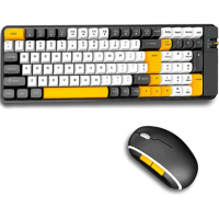 Kit Teclado e Mouse sem Fio Knup BLueooth Preto Branco Laranja