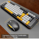Kit Teclado e Mouse sem Fio Knup BLueooth Preto Branco Laranja