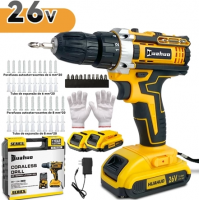 Furadeira Parafusadeira 2 Baterias sem Fio Maleta 24 Bits Luvas