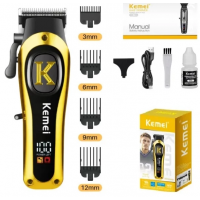 Maquina Cortar Cabelos 5W sem Fio Kemei 4 Pentes