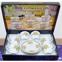 Kit Mini Xicaras de Porcelana Cafe Expresso Luxx Ellegance 12PC 80ml