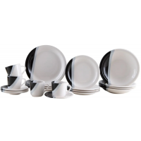 Jogo de Jantar 19 P&ccedil; Ceramica Estampado Alto Brilho Luxx Black