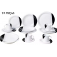 Jogo de Jantar 19 Pç Ceramica Estampado Alto Brilho Luxx Black