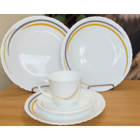 Jogo de Jantar 19 P&ccedil; Ceramica Estampado Alto Brilho Luxx Lines
