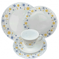 Jogo de Jantar 20 P&ccedil; Ceramica Estampado Alto Brilho Gardencia