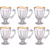 Jogo de Canecas Ta&ccedil;a Luxx Gold Ellegance 190ml Borda Dourada