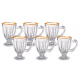 Jogo de Canecas Taça Luxx Gold Ellegance 190ml Borda Dourada