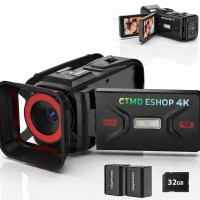 Filmadora 4K ULTRA HD Tela 3 Zoom 18x 64MPX Bateria + Cart&atilde;o 32GB Wifi