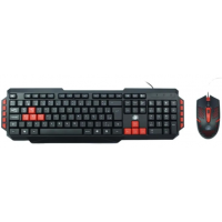 Kit Teclado e Mouse Padrao Black Red Gamer ABNT2 USB