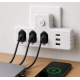 Tomada 3 Pontos com USB-C e USB-A