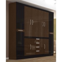 GUARDA-ROUPA CASAL 08 PORTAS 4 GAVETAS - NOCE C/PRETO