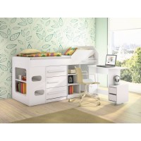 CAMA DE SOLTEIRO COM 03 GAVETAS + MESA INFORM&Aacute;TICA - BRANCO