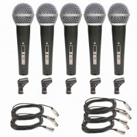 KIT 05 MICROFONES COM FIO BRIGHT