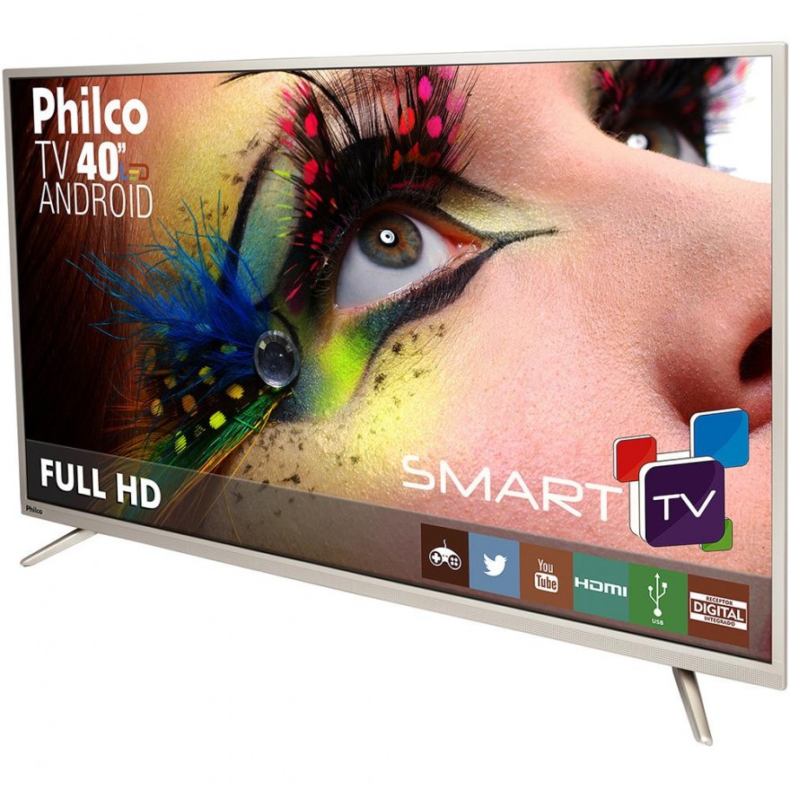 SMART TV 40 PHILCO C/ ANDROID FULL HD HDMI USB WIFI CONVERSOR DIGITAL