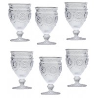 JOGO DE 6 TA&Ccedil;AS FLOWERS L'E FINE CRYSTAL