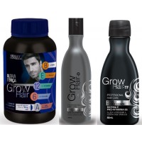 SUPLEMENTO VITAM&Iacute;NICO ANTICALVICIE GROW HAIR MEN + TONICO + SHAMPOO