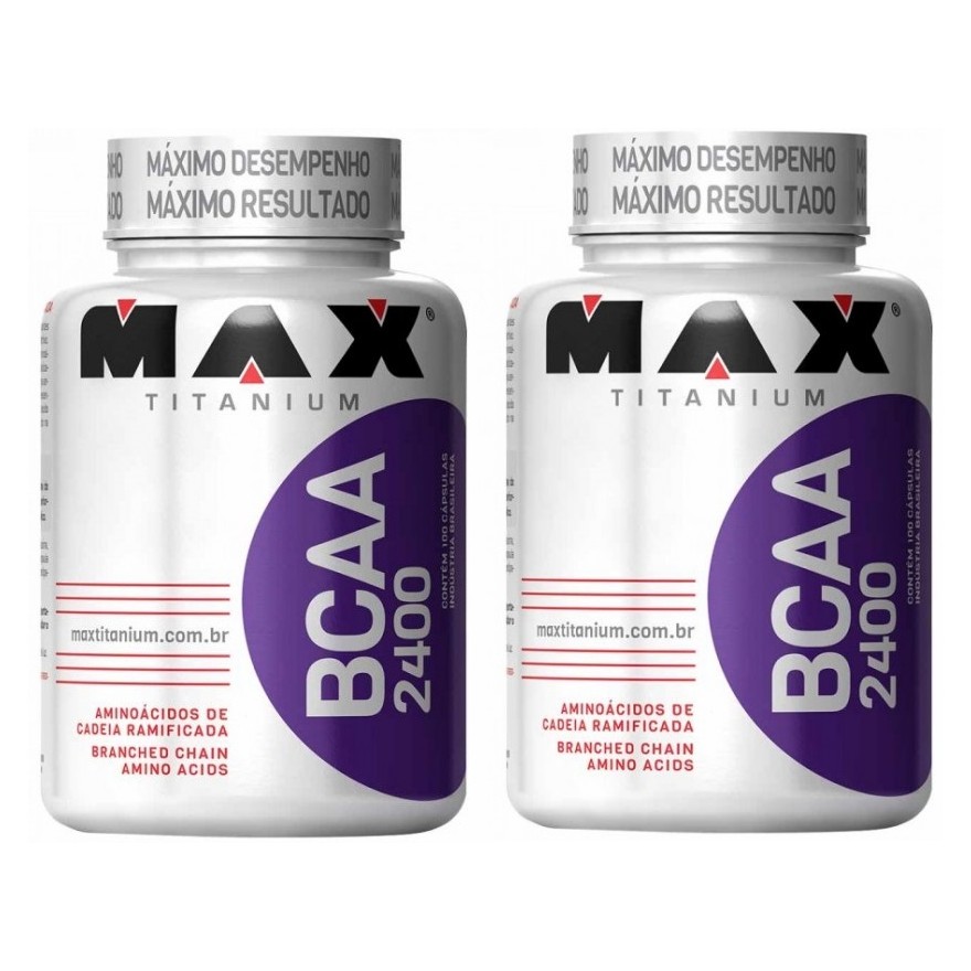 SUPLEMENTO BCAA RECONSTRUÇÃO MUSCULAR E ENERGETICO BCAA 2400 200 Cápsulas Max Titanium