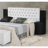 CABECEIRA DE CASAL PARA CAMA BOX PADR&Atilde;O EM CORINO BRANCO/PRETO