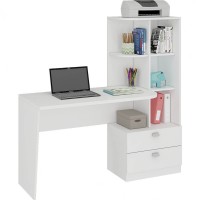 MESA PARA COMPUTADOR PC DESKTOP 1,38m MDP BRILHO UV C/ ESTANTE LATERAL